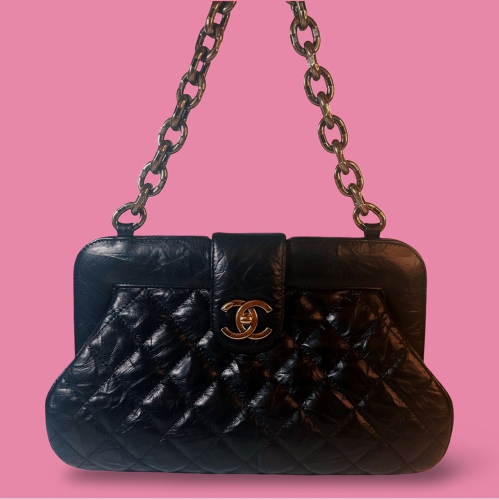 Chanel CC Frame Chain Calfskin Black